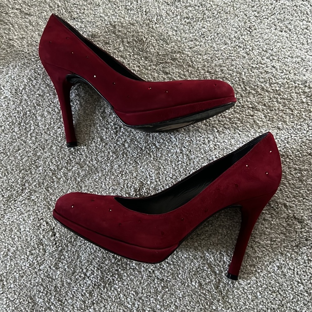 7.5 Red Stuart Weitzman Platform Pumps - image 5